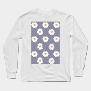 muted purple neutral camel daisy flower floral pattern Long Sleeve T-Shirt